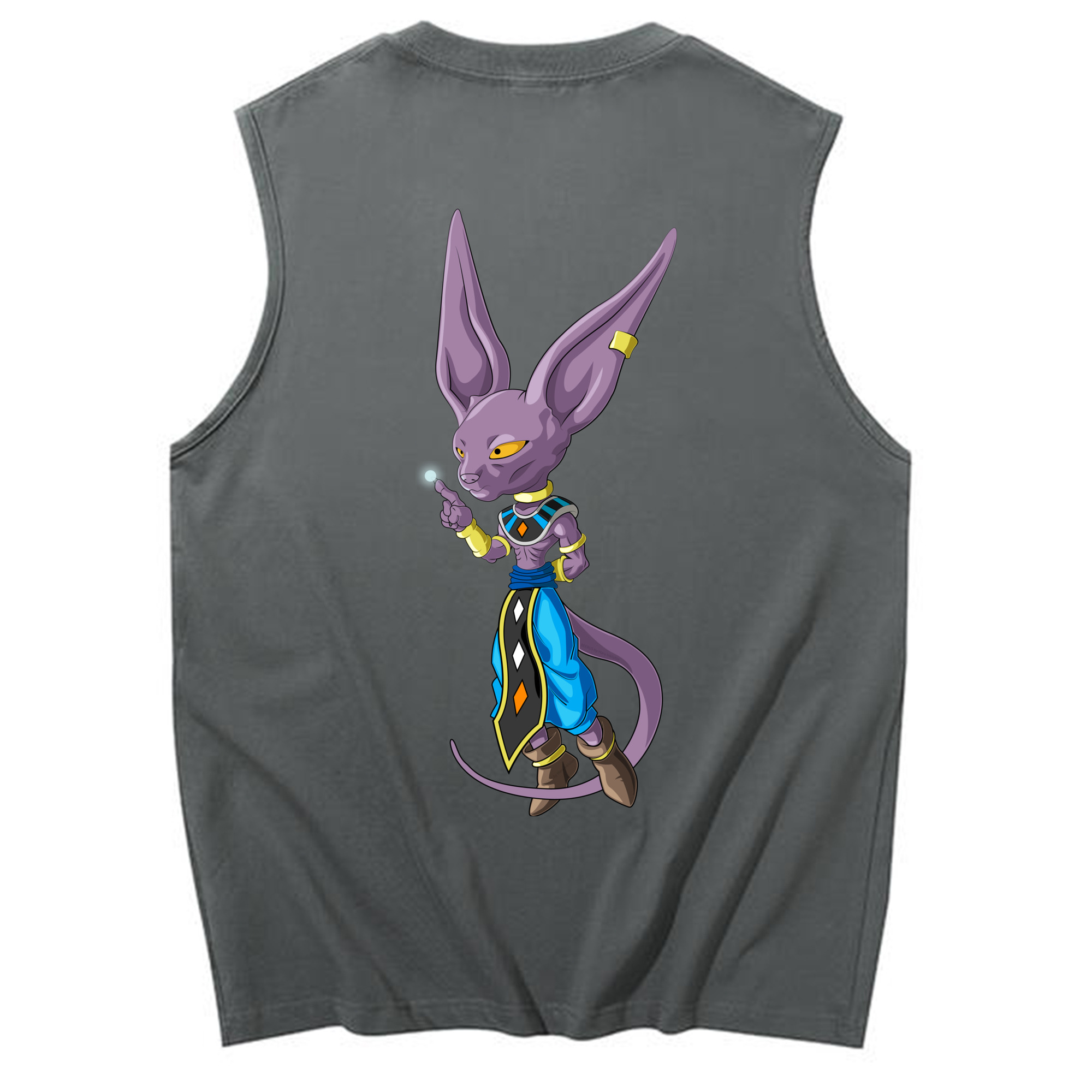（画像用） ドラゴンボール ビルス 破壊神ビルス DRAGON BALL Beerus Birusu コットン100％タンクトップ（背面プリント）
